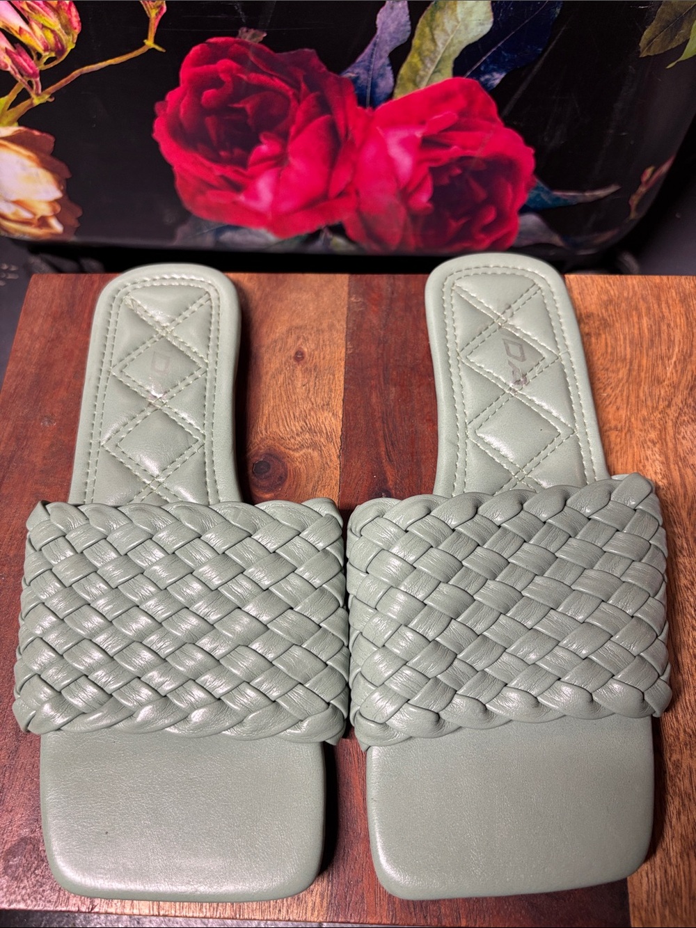 Soda Braided Slide Sandals in Sage Green